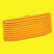 Amber colored replacement lens for porch lights, measuring 5.5 inches in length and 2.5 inches in width.