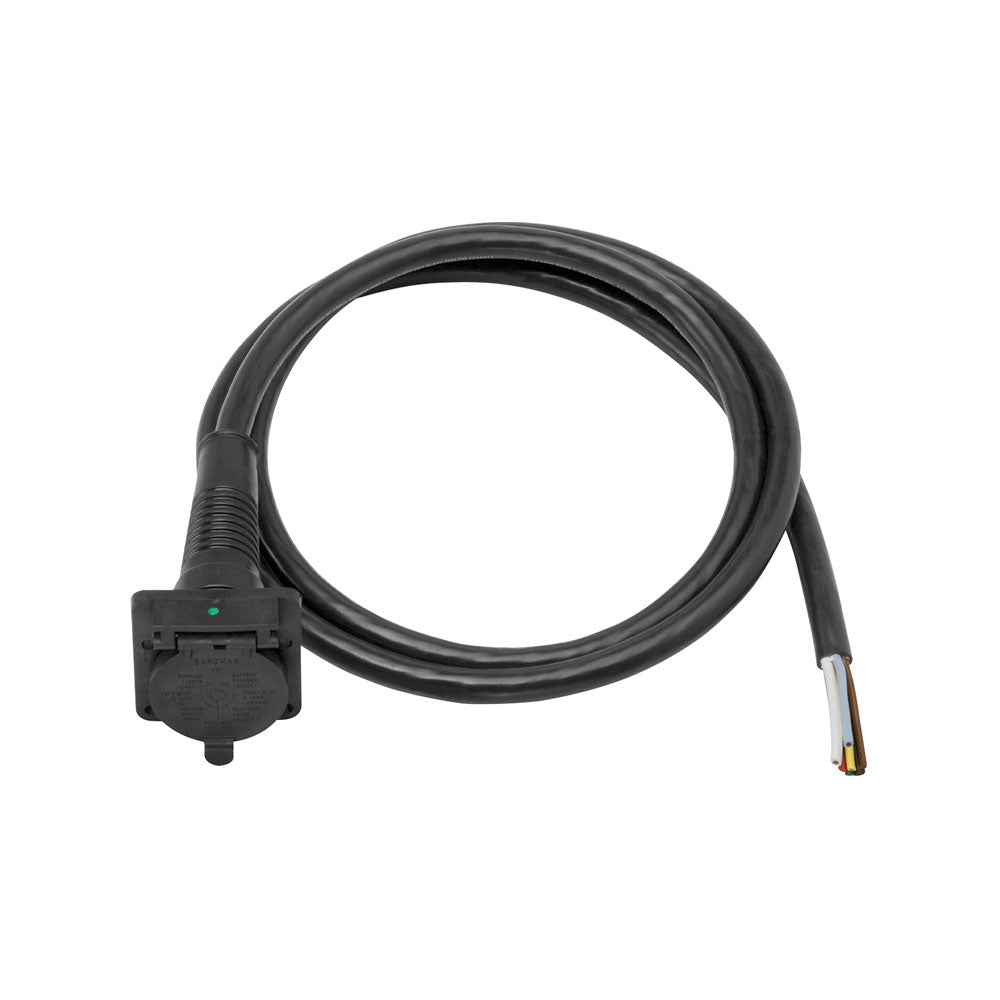 Black vehicle side 7-Way Super Sealed trailer connector with 4 Feet Lead Wire