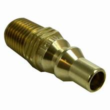 A gold-colored brass propane low pressure male plug with a 1/4" model 250 plug and male NPT thread.