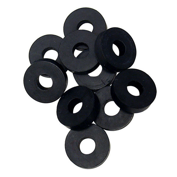A pack of 10 black faucet washers.