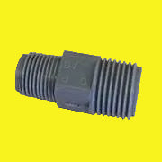 A gray plastic Zurn coupling with 1/2" and 3/8" male threads.