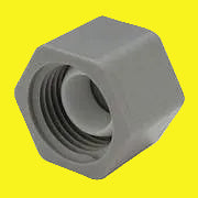 A gray plastic test cap for plumbing.