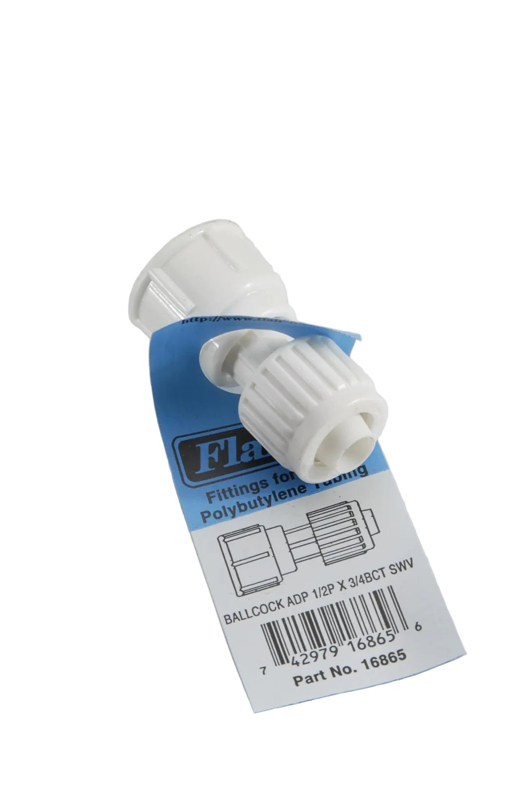 White ballcock adapter fitting for water line