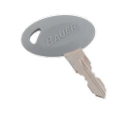 Bauer brand key blank, gray and silver