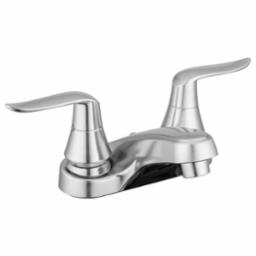 Satin nickel bathroom sink faucet with two handles
