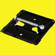 Black square jack foot pad with hardware.