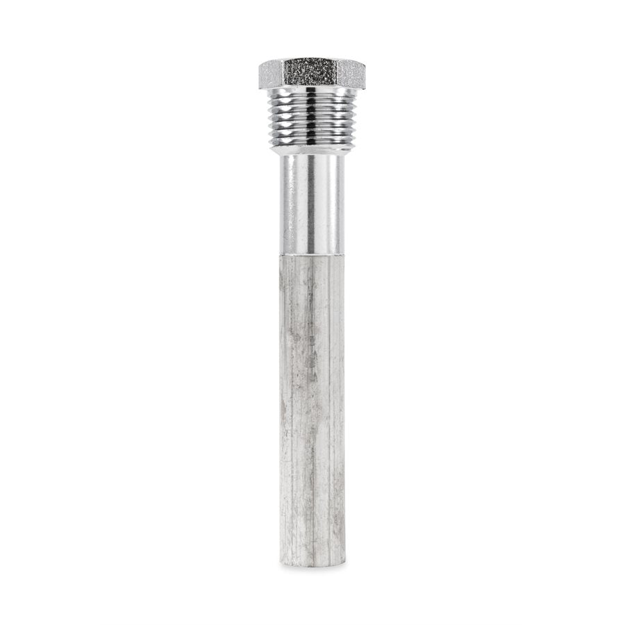 A silver-colored anode rod for a water heater, 4.5 inches in length
