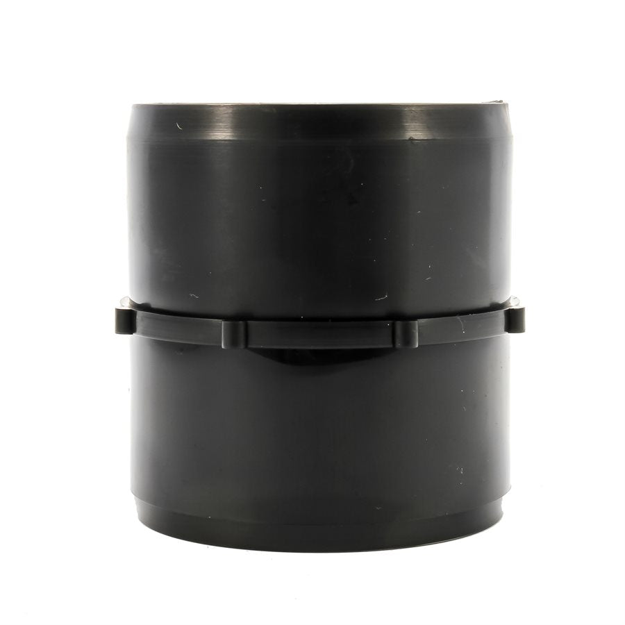 A black internal hose coupler designed to connect two sewer hoses together.