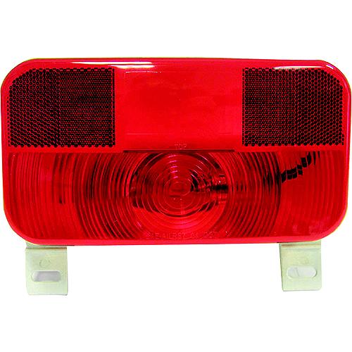Red rectangular tail light for trailers with a mounting bracket