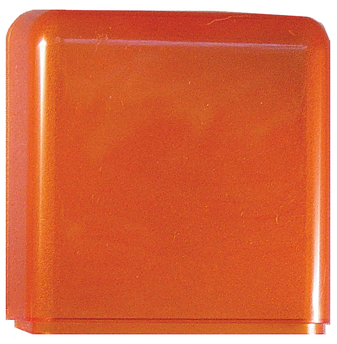 A square-shaped, amber-colored lens for porch light.