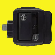 Black entry door lock with deadbolt