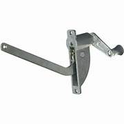 A metal roof vent operator with a swivel handle and mounting holes, isolated on a white background.