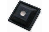 A black square-shaped thermoplastic rubber bumper plug, designed to hold a 4-inch sewer hose.