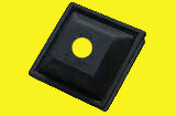 A black square-shaped thermoplastic rubber bumper plug, designed to hold a 4-inch sewer hose.