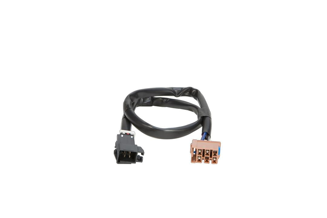 A brake control harness with a single plug style connector and a snap-in style connector for vehicles.