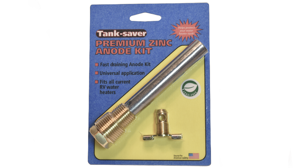 Black and gold anode kit including the rod and valve