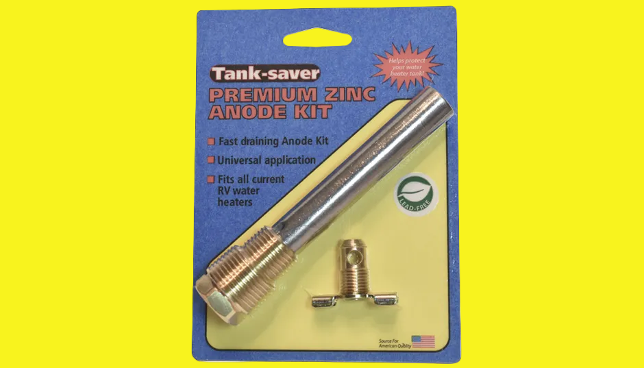 Black and gold anode kit including the rod and valve