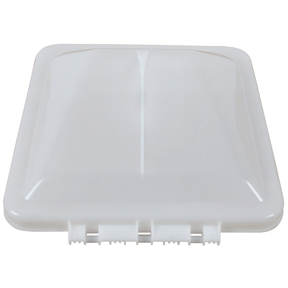A white polypropylene roof vent lid with a wedge shape and radius corners.