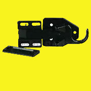 Black Ventline Bullet Latch for screen doors, including the latch body and a strike plate.