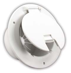 Round white electric cord hatch with lid