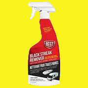 Red bottle of black streak remover