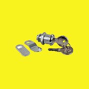 A set of baggage compartment door parts including a lock cylinder, a flat blade, an offset blade, and a key.
