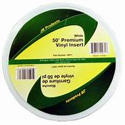 A roll of white vinyl insert with a label indicating '50' Premium Vinyl Inserts' and the brand 'JR PRODUCTS'.