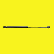 A black gas spring with a plastic socket end and a metallic extended length.