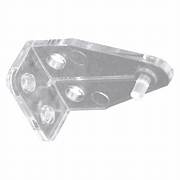 A clear plastic holder with mounting holes designed for use with A300 rail ends for RV blinds.