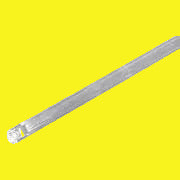 A clear, 10-inch long mini blind wand used to open and close window shades.