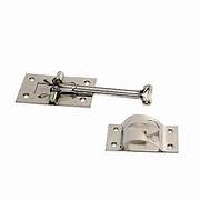 A stainless steel T-style entry door holder with a self-closing mechanism and a 4-inch length.