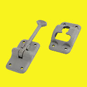 A gray plastic T-style entry door holder for RVs.