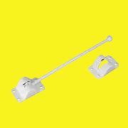 A white plastic T-style entry door holder for RVs.