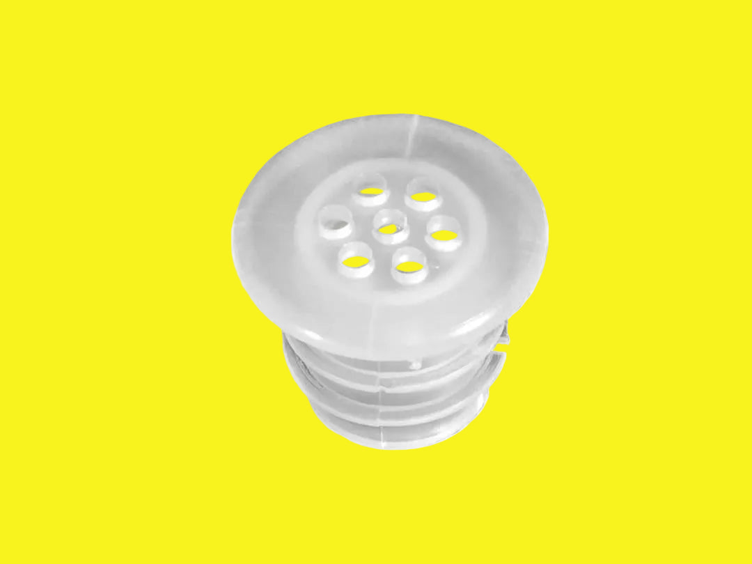 Clear drain hose plug with male threads