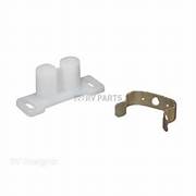 Barrel catch, one white plastic piece and one gold metal piece