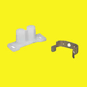 Barrel catch, one white plastic piece and one gold metal piece
