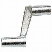 A silver-colored metal roof vent crank handle.
