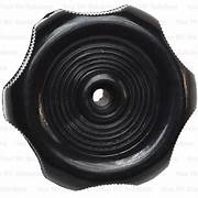 Black plastic window crank knob with a 1-inch shaft and a bolt.