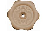 Beige plastic window crank knob with a circular flattened base and a central shaft hole.
