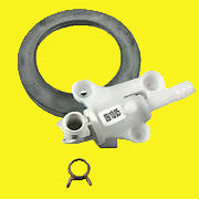Thetford toilet water valve with components, predominantly white and gray in color.