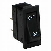 A black water heater element switch with 'ON' and 'OFF' labels.