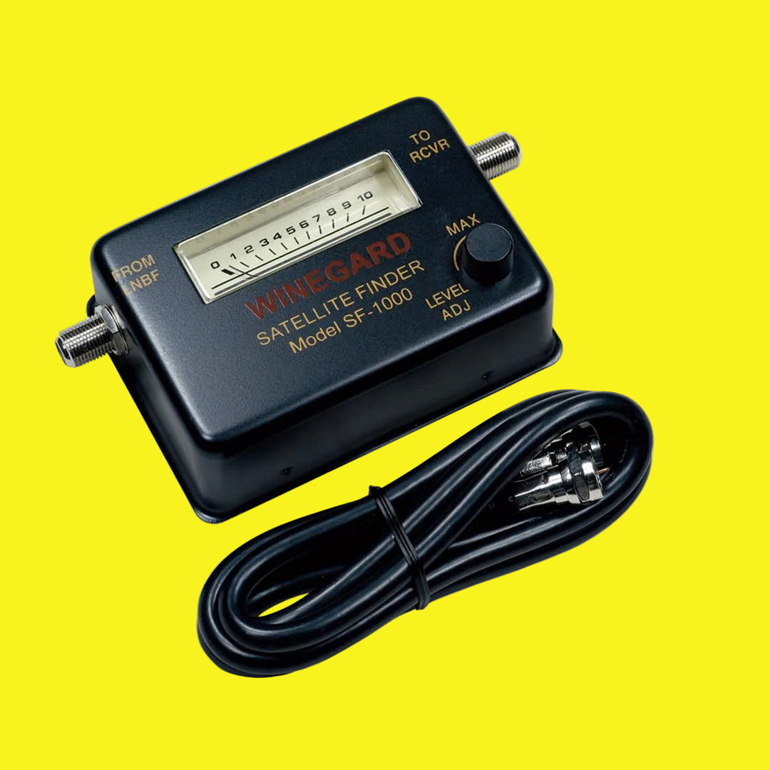 Black satellite finder and connector.
