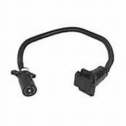 A black trailer wiring connector with a 7-pin design and a 2-way pigtail.