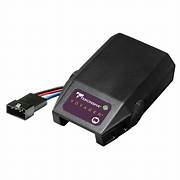 A black Voyager electronic brake control unit with multiple cables and no mounting bracket.