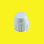 A white plastic 1/2 inch cap, typically used as a pipe plug or cap for plumbing systems.