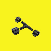 Black tee with three clamps for plumbing pipe connections