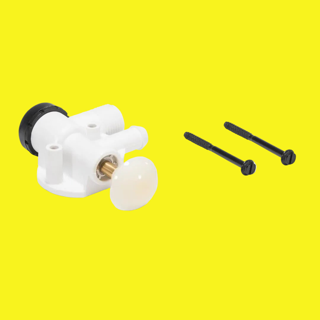 White toilet water valve with hardware