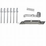 A set of metal push button knobs with rods and a spring, likely made of aluminum or steel, used for awning parts.