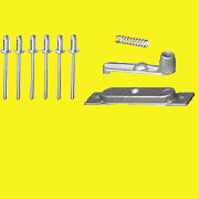 A set of metal push button knobs with rods and a spring, likely made of aluminum or steel, used for awning parts.