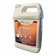 One gallon jug of Dicor Roof Protectant. Maroon background with white text